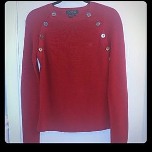 Red Ralph Lauren Sweater with Button Detail